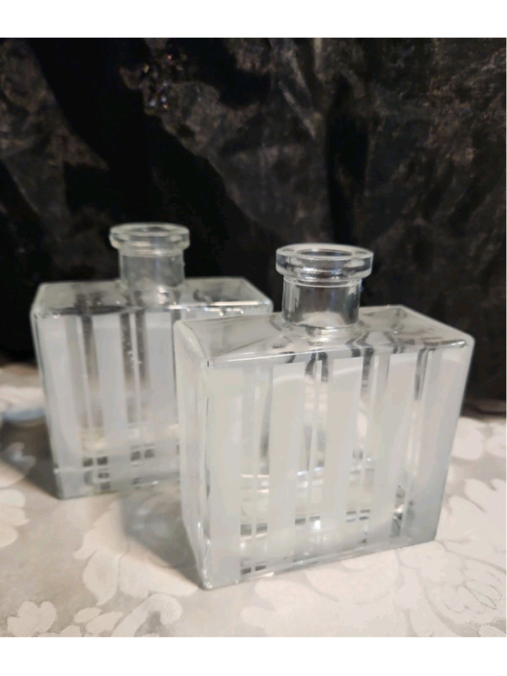 NEST Reed Diffusers Empty Bottles Heavy Glass Stripes, Set Of 2,3.5L x 5.25"H
